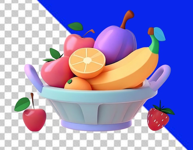 Psd of a fruit basket on transparent background