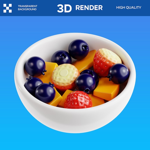 PSD Fruit Salad 3D Illustration