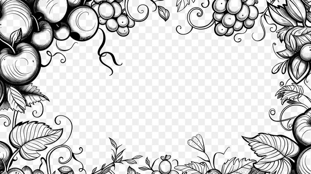 PSD psd of fruit themed frame art with apple and grapes decorations bor cnc frame tattoo art concept