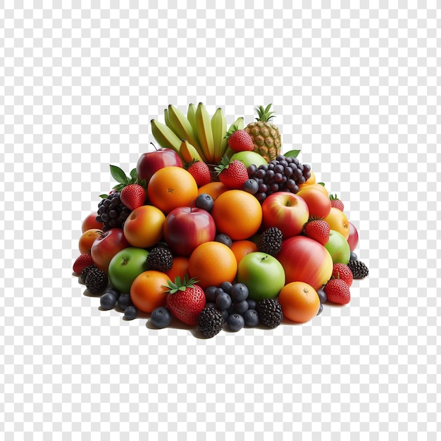 Psd of fruits stacked isolated on a transparent background