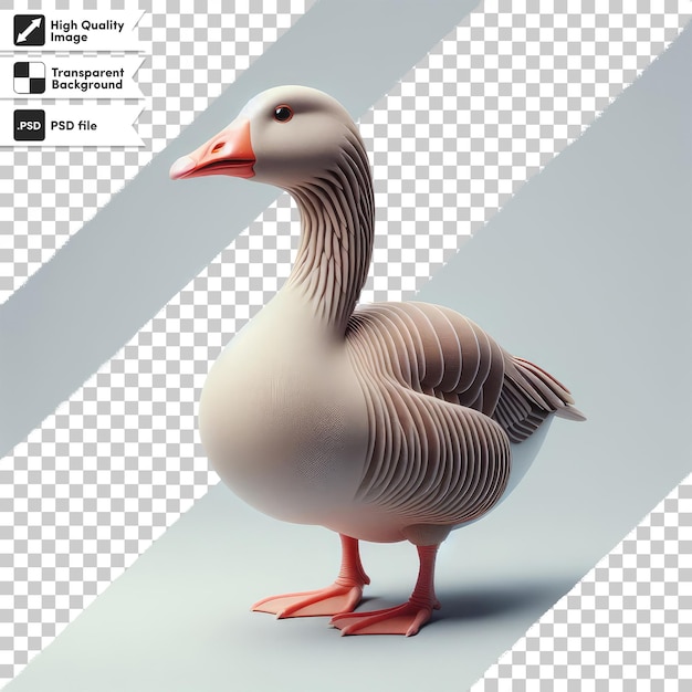 PSD psd full body view van greylag gans alleen op transparante achtergrond met bewerkbare maskerlaag