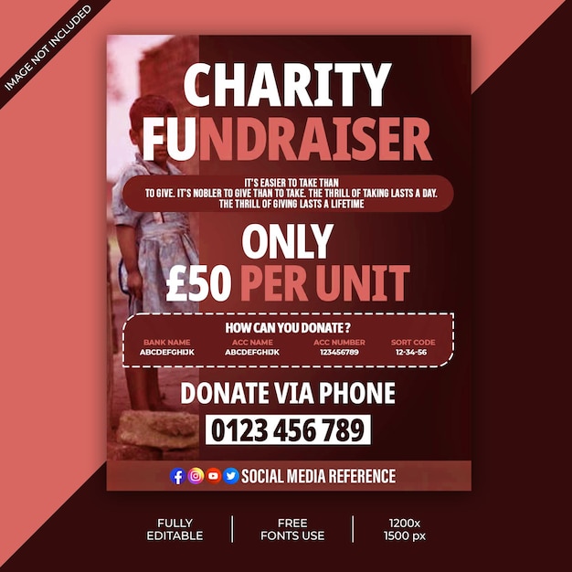 PSD psd fundraising charity poster template social media post