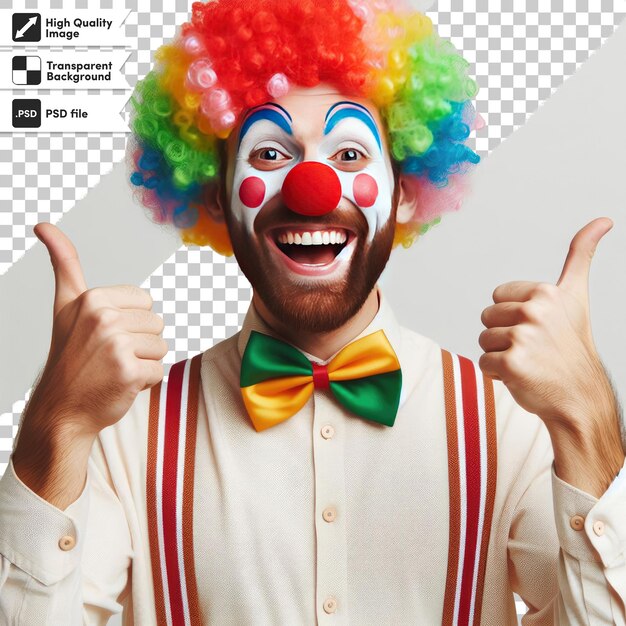 PSD psd funny clown with a wig on transparent background with editable mask layer