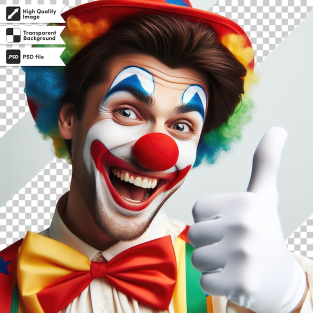 PSD psd funny clown with a wig on transparent background with editable mask layer