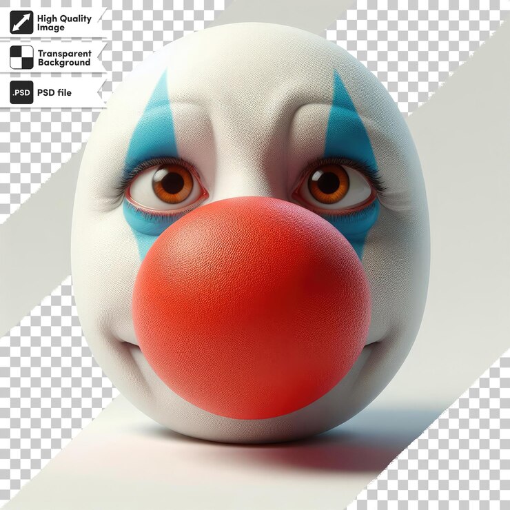PSD psd funny clown with a wig on transparent background with editable mask layer