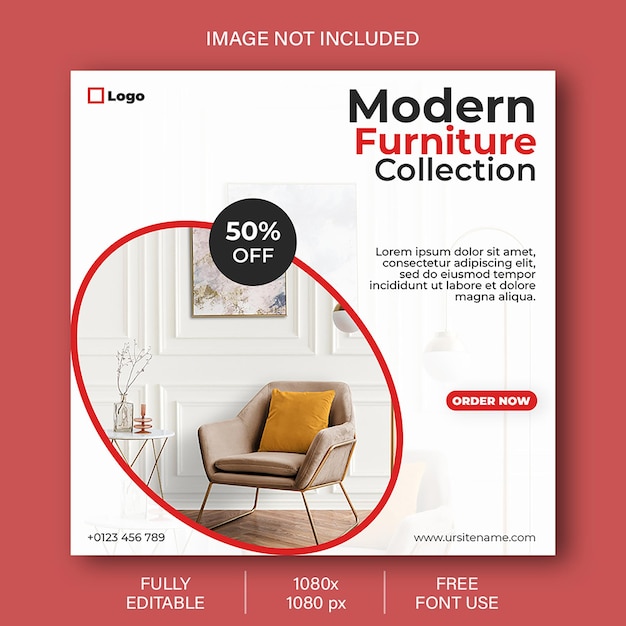 Psd furniture sale instagram post and social media template