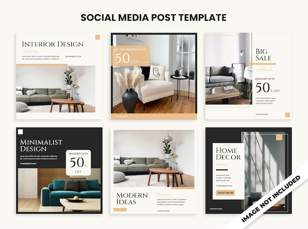 PSD psd furniture template elegant and modern instagram template banner collection 1