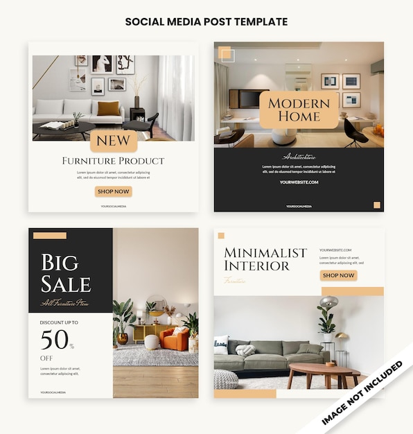 Psd furniture template elegant and modern instagram template banner collection 3