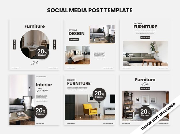 Psd 가구 템플릿 간단하고 우아한 인스타그램 템플레이트 배너 컬렉션