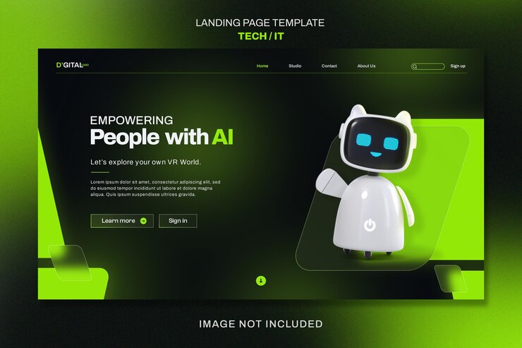 PSD psd futuristic ai technology website landing page template