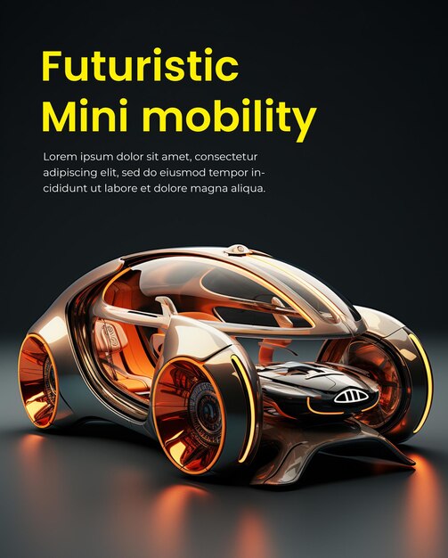 PSD Псд футуристический баннерный плакат мини-мобильности