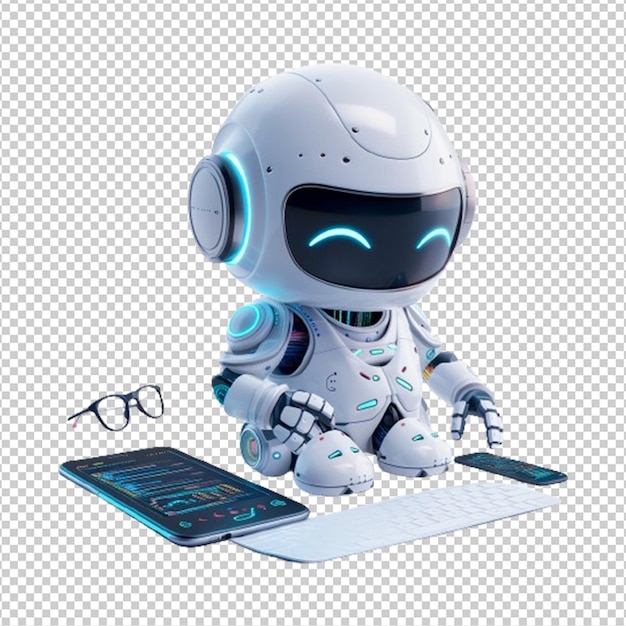 Psd futuristic robot illustration isolated on transparent background