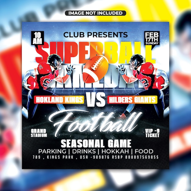 PSD psd game day football player poster flyer post template