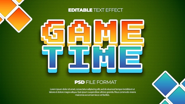 PSD effetto di testo tempo di gioco psd