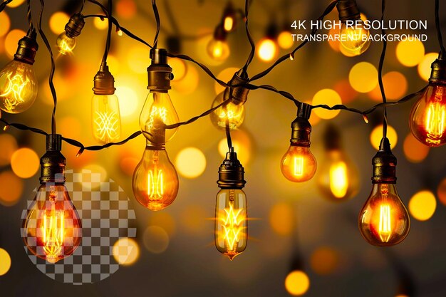 PSD psd garland mini light of lamps light brown on transparent background