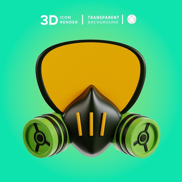 Illustrazione 3d della maschera a gas psd