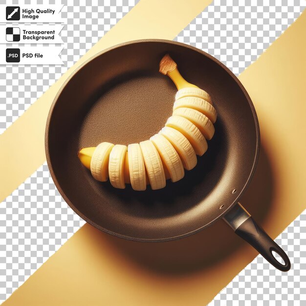 PSD psd-gebakken banaan in een pan op transparante achtergrond