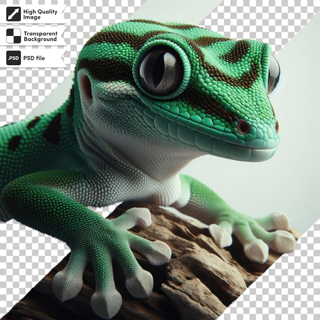 Psd gecko on transparent background with editable mask layer