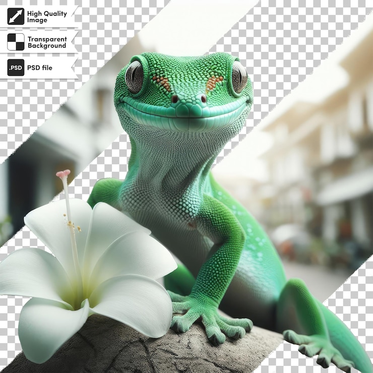 PSD psd gecko on transparent background with editable mask layer