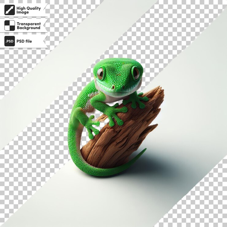 PSD psd gecko on transparent background with editable mask layer