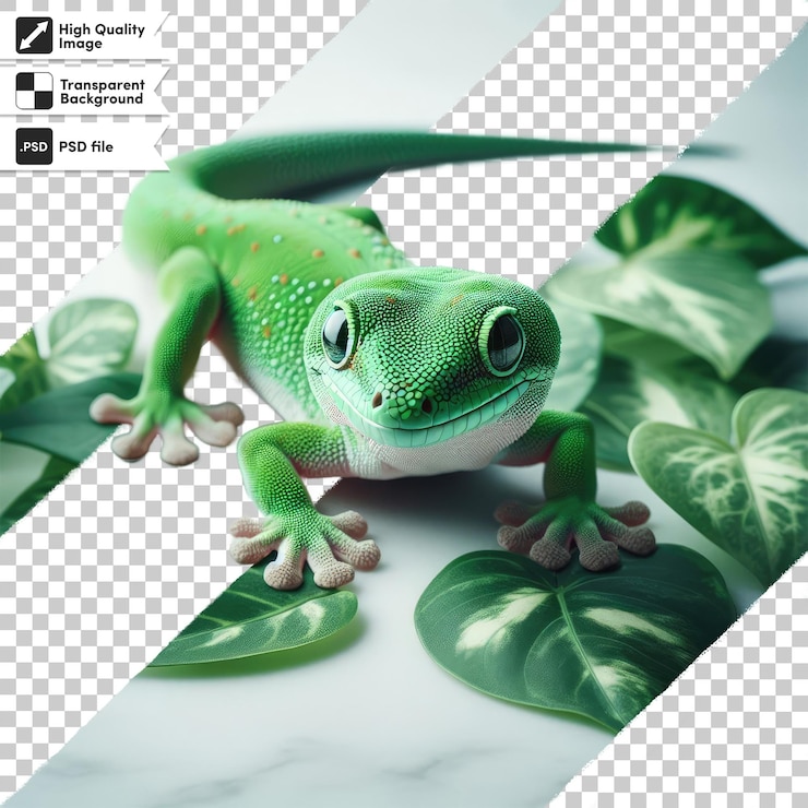 PSD psd gecko on transparent background with editable mask layer