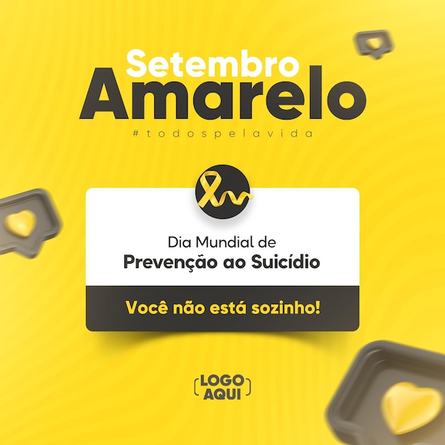 PSD geel september campagne social media sjabloonontwerp in het Portugees