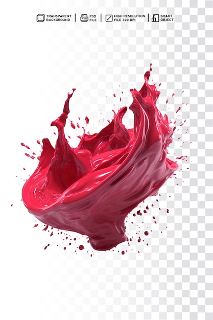psd geïsoleerde realistische swirl 3d rode plons en druppels vloeistof op transparante achtergrond