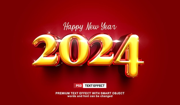 PSD Gelukkig Nieuwjaar 2024 Text Style Effect