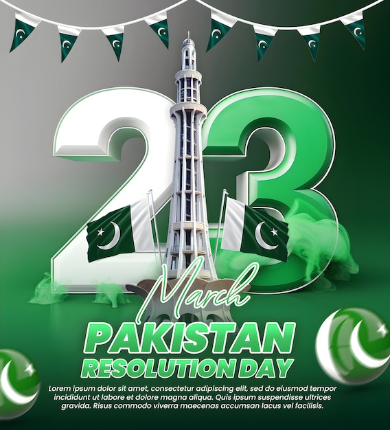 PSD psd gelukkig pakistan resolutie dag met 23 maart bewerkbare tekst mijnwerker e pakistan en pakistaanse vlag