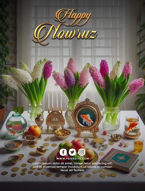 PSD psd gelukkige nowruz dag of iraanse nieuwjaar banner sjabloon