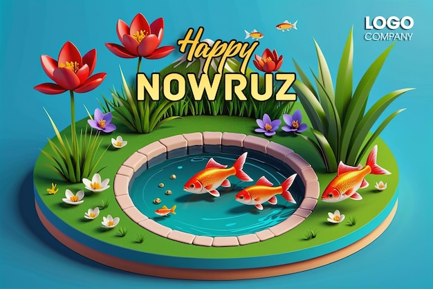 PSD psd gelukkige nowruz dag of iraanse nieuwjaar illustratie met grass semeni