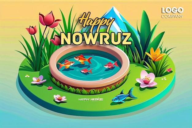 Psd gelukkige nowruz dag of iraanse nieuwjaar illustratie met grass semeni