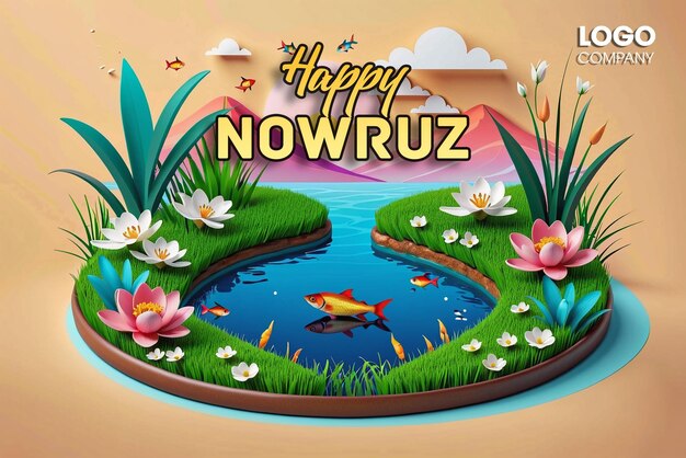 PSD Gelukkige Nowruz Dag of Iraanse Nieuwjaar Illustratie met Grass Semeni