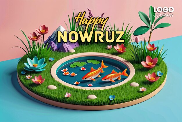 PSD Gelukkige Nowruz Dag of Iraanse Nieuwjaar Illustratie met Grass Semeni