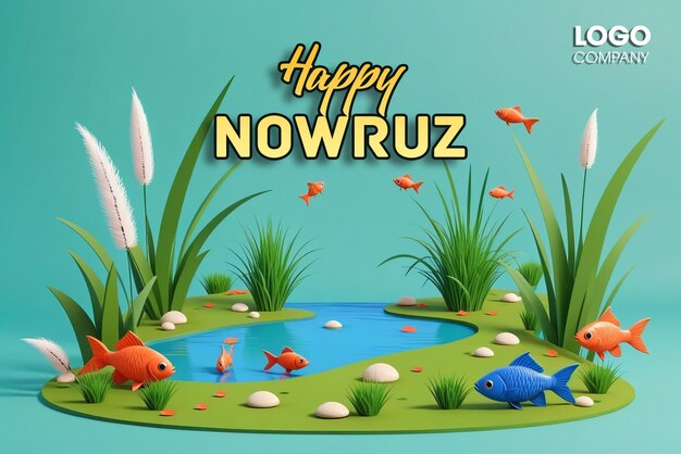 Psd gelukkige nowruz dag of iraanse nieuwjaar illustratie met grass semeni