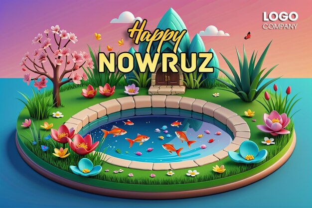 PSD Gelukkige Nowruz Dag of Iraanse Nieuwjaar Illustratie met Grass Semeni