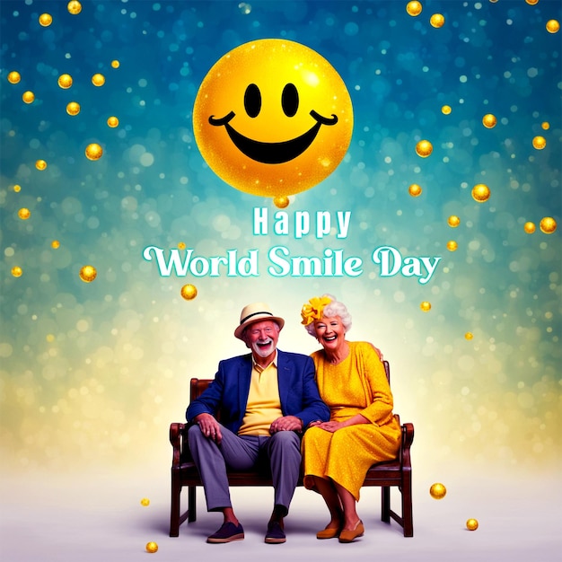 PSD Gelukkige wereld glimlach dag banner ontwerp gegenereerd door Ai