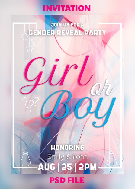 Psd gender reveal flyer beautiful and modern designs for the celebration