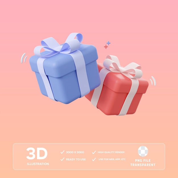 PSD 선물 상자 3D 일러스트레이션