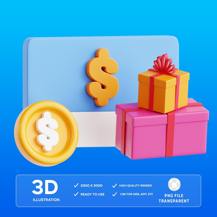 PSD psdギフトカード 3d イラスト
