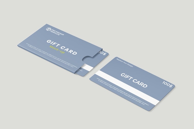 Psd gift card with protector mockup design