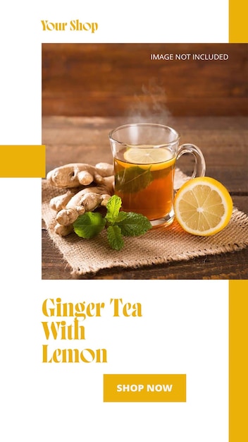 Psd ginger tea social media instagram story template