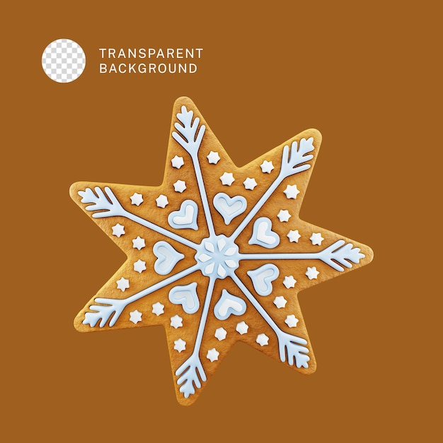 PSD psd gingerbread snowflake 3d illustration