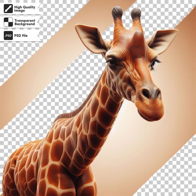 PSD psd giraffe head close up on transparent background