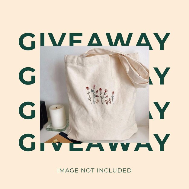PSD psd giveaway on cream typhography background and photo product instagram post template