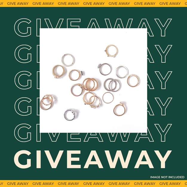 PSD psd giveaway on dark green background instagram post template