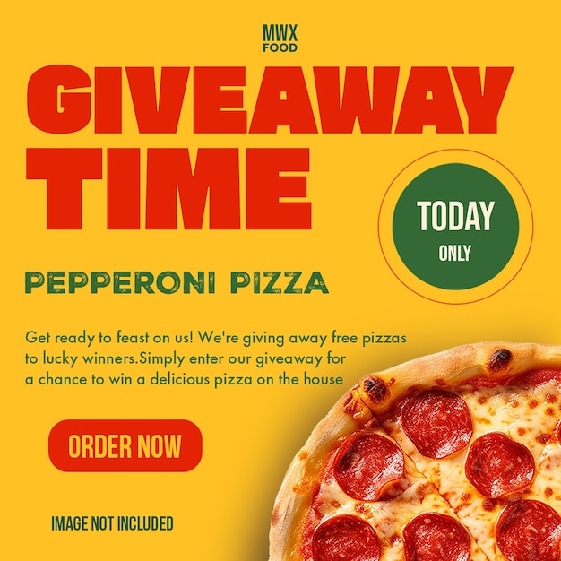 Psd giveaway pepperoni pizza instagram post template