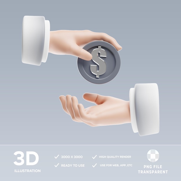 3D イラストでお金を贈るPSD