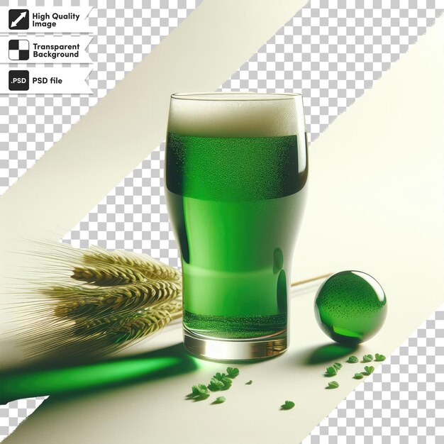 PSD psd-glas groen bier op doorzichtige achtergrond met bewerkbare maskerlaag