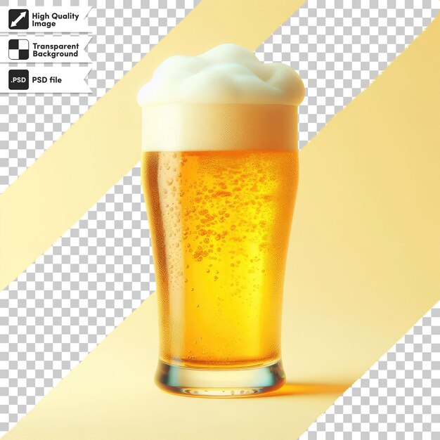 Psd glass of beer with barleyon transparent background